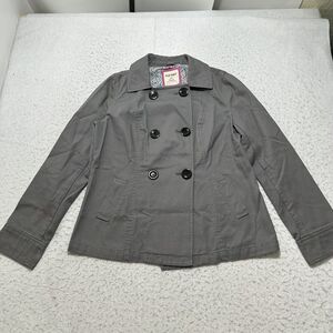 Old Navy Women's Small Denim Double Breasted Jean Military Jacket Gray